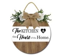Geroclonup The Kitchen is The Heart of the Home Wall Decor Farmhouse Kitchen Wall Decor Wooden Round Rustic Kitchen Front Door Kitchen Sign for Home Decor Dining room Decration 30cm