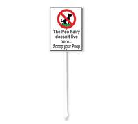 Geroclonup The Poo Fairy Doesn't Live Here Scoop Your Poop Yard Sign with Stake, No Dog Poop Lawn Signs, No Dog Poop Signs for Yard 11.5X15cm Sturdy Aluminum Sign for Yard Garden Lawn Outdoor