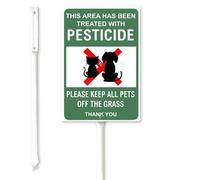 Geroclonup This Area Has Been Treated With Pesticide Keep All Pets Off Grass Yard Sign with Stake 11x15cm Sturdy Aluminum Yard Sign Rustproof Aluminum Plaque for Outdoor Use