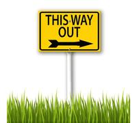 Geroclonup This Way Out Yard Sign with Stakes Right Arrow Sign 20x30cm Rustproof Aluminum Outdoor Decorations Sturdy Metal Lawn Signs for Home Garden Street Outdoor Use