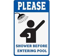 Geroclonup Tin Sign 20x30cm Pool Sign - Please Shower Before Entering Pool - Metal Swimming Pool Signs