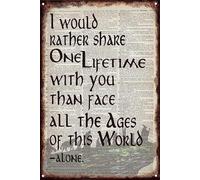 Geroclonup Tin Wall Art, I Would Rather Share One Lifetime Arwen Lotr Inspirational Quote Tin Prints Poster Wall Decor, Vintage Metal Sign 20-30cm
