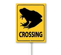 Geroclonup Toad Migration Crossing Sign with Metal Stake -4.6x6inch Lawn Sign Sturdy Aluminum Sign for Outdoor Use Waterproof Sign Outdoor Decor for Lawn Yard Garden