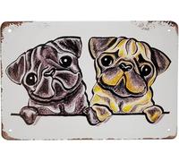 Geroclonup Treasure Gurus Vintage Cute Pug Dog Puppies Metal 20x30cm Animal Pet Lover Gift Home Living Room Kitchen Wall Decor