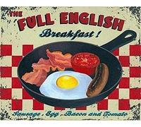 Geroclonup Unique Full English Breakfast Vintage Tin Sign Wall for Outdoor Man Cave Laundry Room Ranch Barber Shop Decor Metal Signs Funny Sign-30x40cm