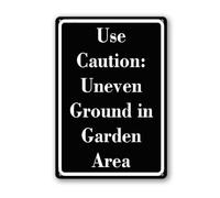 Geroclonup Use Caution Uneven Ground in Garden Area Sign 20x30cm Sturdy Aluminum Signs Rust Free Outdoor Funny Metal Sign for Home Porch Farm Backyard Garden Decor