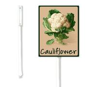 Geroclonup Vegetable Labels Sign Vintage Vegetable Signs for Garden with Stake Cauliflower Sign 11.5x15cm Sturdy Rust Free Fade Resistant Aluminum Yard Standing Signs for Outdoor Use Easy to Install