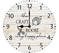 Geroclonup Vintage craft room wall clock Sewing Room Decor sewing gift for seamstresses quilters Battery Operated Silent Clock Movement 25x25 CM Non Ticking Room Decor