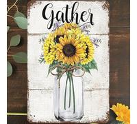 Geroclonup Vintage Metal Tin Sign Sunflower Wall Art Decor, Gather Sunflower Enjoy The Little Things Poster for Home Living Room Bedroom Garden Garage Cafe Bar Pub 30 * 40cm