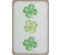 Geroclonup Vintage Metal Tin Sign Three Four Leaf Clovers St Patrick's Day Funny Retro Wall Art for Kitchen Bathroom Home Decor Gifts Sign,Tin Sign 30x40cm-2024Y