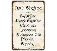 Geroclonup Vintage Style Funny Tin Sign, Second Breakfast Kitchen Sign, Gift for LOTR Fans, Metal Signage,（20x30cm）