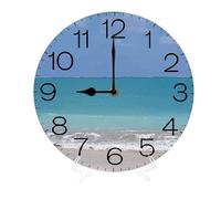 Geroclonup Wall Clock Round Wall Clock, Silent Non-Ticking Battery Operated Clock 25cm, Decor for Bathroom, Bedroom, Kitchen, Office or School Summer Beach 25cm