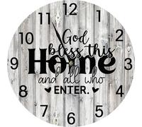 Geroclonup Wall Clock with God All Things are Possible Wall Clocks Vintage Wooden Battery Operated Non Ticking 10 inch Clock Silent Art Rustic Wood Clock Christian Sign for Bedroom Kitchen