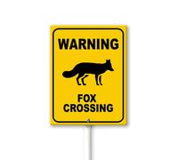 Geroclonup Warning Fox Crossing Sign With Stake For Neighborhoods Yard Farm Aluminium Caution 4.6x6inch Garden Decorations Yard Lawn Walkway Decorations Animal Signs