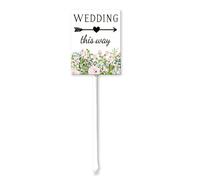 Geroclonup Wedding This Way Yard Sign with Stake Right Arrow Sign 20x30cm Aluminum Outdoor Decoration Sign Rustproof Sturdy Aluminum Sign for Outdoor Use Easy Install Set of 1