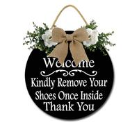 Geroclonup Welcome Door Sign Shoes Off Sign 30cm Welcome Kindly Remove Your Shoes Once Inside Wood Sign Farmhouse Front Door Front Porch Decor Rustic Decorations Home Decor