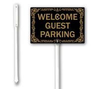 Geroclonup Welcome Guest Parking Yard Sign with Stake 20x30cm Sturdy Aluminum Fade Resistant Lawn Decoration for Front Door Garden Outdoor Use