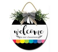 Geroclonup Welcome To Our Classroom Door Sign Rustic Classroom Wreath Handcrafted Wooden Seasonal Classroom Signs First Day of School Door Hanger Teacher Gift