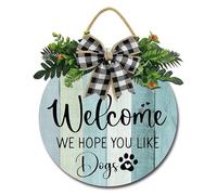 Geroclonup Welcome We Hope You Like Dogs Sign 28cm Front Door Decor Dog Decor Sign for Front Door Wreath Hanger Welcome Home Decor for Front Door Decorations Hanging Front Porch Decor