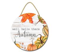 Geroclonup Well Hello There Autumn Signs for Front Door Porch Farmhouse Rustic wooden Pumpkin Signs Wreaths for Home Decor Autumn Decoration Outdoor Indoor Wall Decor