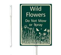 Geroclonup Wild Flowers Do Not Mow or Spray Sign with Stake 17.5x22cm Rustproof Aluminum Lawn Signs Do Not Mow Yard Sign for Outdoor Use Easy to Install