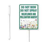 Geroclonup Wildflower and Pollinator Habitat Yard Sign with Stake 11.5x15cm Sturdy Aluminum Yard Sign Garden Sign Native Plant Sign Wildlife Habitat Sign No Mow Sign for Outdoor Use