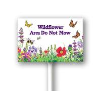 Geroclonup Wildflower Area Do Not Mow Sign with Metal Stake 8 x 12 Inches No Mow May Yard Sign No Mow Signs Aluminum Garden Signs Outdoor for Lawn Yard Garden Decor, Easy to Install
