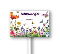 Geroclonup Wildflower Area Do Not Mow Sign with Metal Stake 8 x 12 Inches No Mow May Yard Sign No Mow Signs Aluminum Garden Signs Outdoor for Lawn Yard Garden Decor, Easy to Install