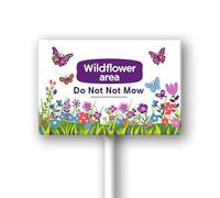 Geroclonup Wildflower Area Do Not Mow Sign with Metal Stake 8 x 12 Inches No Mow May Yard Sign No Mow Signs Aluminum Garden Signs Outdoor for Lawn Yard Garden Decor, Easy to Install