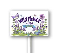 Geroclonup Wildflower Area Do Not Mow Sign with Metal Stake 8 x 12 Inches No Mow May Yard Sign No Mow Signs Aluminum Garden Signs Outdoor for Lawn Yard Garden Decor, Easy to Install