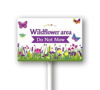 Geroclonup Wildflower Area Do Not Mow Sign with Metal Stake 8 x 12 Inches No Mow May Yard Sign No Mow Signs Aluminum Garden Signs Outdoor for Lawn Yard Garden Decor, Easy to Install