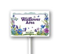 Geroclonup Wildflower Area Not Mow Sign with Metal Stake 8 x 12 Inches No Mow May Yard Sign No Mow Signs Aluminum Garden Signs Outdoor for Lawn Yard Garden Decor, Easy to Install