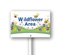 Geroclonup Wildflower Area Sign with Metal Stake 8 x 12 Inches No Mow May Yard Sign No Mow Signs Aluminum Garden Signs Outdoor for Lawn Yard Garden Decor, Easy to Install
