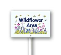 Geroclonup Wildflower Area Sign with Metal Stake 8 x 12 Inches No Mow May Yard Sign No Mow Signs Aluminum Garden Signs Outdoor for Lawn Yard Garden Decor, Easy to Install