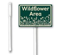 Geroclonup Wildflower Area Yard Sign with Stake 20x30cm Sturdy Aluminum Fade Resistant Lawn Decoration Pollinator Habitat Sign for Garden Front Door Outdoor Use