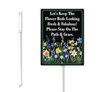 Geroclonup Wildflowers Yard Sign Let's Keep The Flower Beds Please Stay On Grass Sign with Stake 20x30cm Yard Sign Rustproof Outdoor Aluminum Sign for Garden Lawn Street