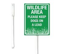 Geroclonup Wildlife Area Please Keep Dogs On A Lead Yard Sign with Metal Stake 17.5x22cm Sturdy Rust Free Fade Resistant Aluminum Garden Decorations for Home Lawn Outdoor Use