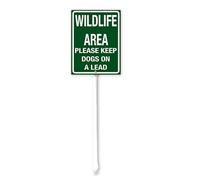 Geroclonup Wildlife Area Yard Sign with Stake Please Keep Dogs on a Lead Sign 17.5x22cm Rustproof Aluminum Sign for Yard Garden Lawn Street Outdoor
