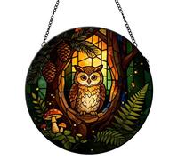 Geroclonup Window Decorations Stained Glass Mushroom House Suncatcher