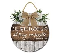 Geroclonup with God All Things are Possible Wall Decor Bible Verses Wall Decor Round Wooden Wall Decor Christian Wall Art Religious Christian Home Decorations Sign for Home Wall Living Room 30cm
