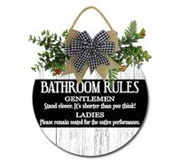 Geroclonup Wood Bathroom Rules Sign Decor, Funny Bathroom Signs, Farmhouse Wall Decor, Toilet Rules Sign, 28cm