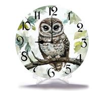 Geroclonup Wood Wall Clocks Cute Owl On A Branch Frameless Battery Operated Silent Quartz Alphabet Letters Shabby Chic Clock for Living Room Office Home Kitchen Bathroom 25cm