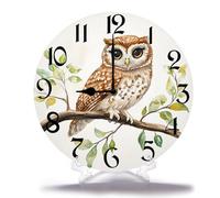 Geroclonup Wood Wall Clocks Cute Owl On A Branch Wall Clock Silent Non Ticking Battery Operated Clock 25cm, Home Decor for Living Room, Kitchen, Bedroom and Office