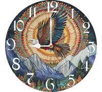 Geroclonup Wooden Clocks for Walls 10 inch - Falcon Wall Clock Battery Operated - Rustic Wood Clocks Silent Non Ticking for Kitchen Office Bedroom Living Room Decor