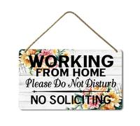 Geroclonup Working from Home Sign for Front Door 20x30cm Do Not Disturb Door Hanger Sign - No Soliciting Signs for Home - Do Not Knock Home Office Sign for Door Home Outdoor