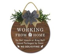 Geroclonup Working from Home Wood Sign Please Do Not Knock or Disturb Hanging Wood Plaque Working from Home Outdoor Decor Wooden Don't Disturb Front Door Sign for Home Outdoor 30x30cm