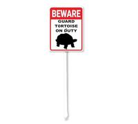 Geroclonup Yard Sign Beware Guard Tortoise On Duty Sign with Stake -17.5x22cm Aluminum Outdoor Decoration Sign Rustproof Sturdy Aluminum Sign for Outdoor Use Easy Install Set of 1