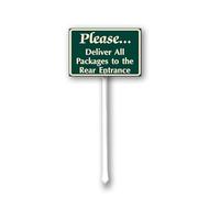 Geroclonup Yard Sign Delivery Sign Please Deliver All Packages To The Rear Entrance Sign with Stake -20x30cm Lawn Sign Sturdy Aluminum Sign for Outdoor Use Waterproof Sign for Lawn Yard Garden