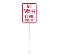 Geroclonup Yard Sign No Parking Private Property Sign with Stake Outdoor Yard Sign Rustproof Aluminum Metal Sign Fade Resistant Lawn Decoration for Outdoor 11.5x15cm