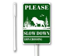 Geroclonup Yard Sign Please Slow Down Bear Crossing With Stake Sturdy Aluminum Signs 8x12inch Rustproof Aluminum Sign Safety & Privacy for Lawn Yard Garden Decor, Easy to Install, Outdoor Use